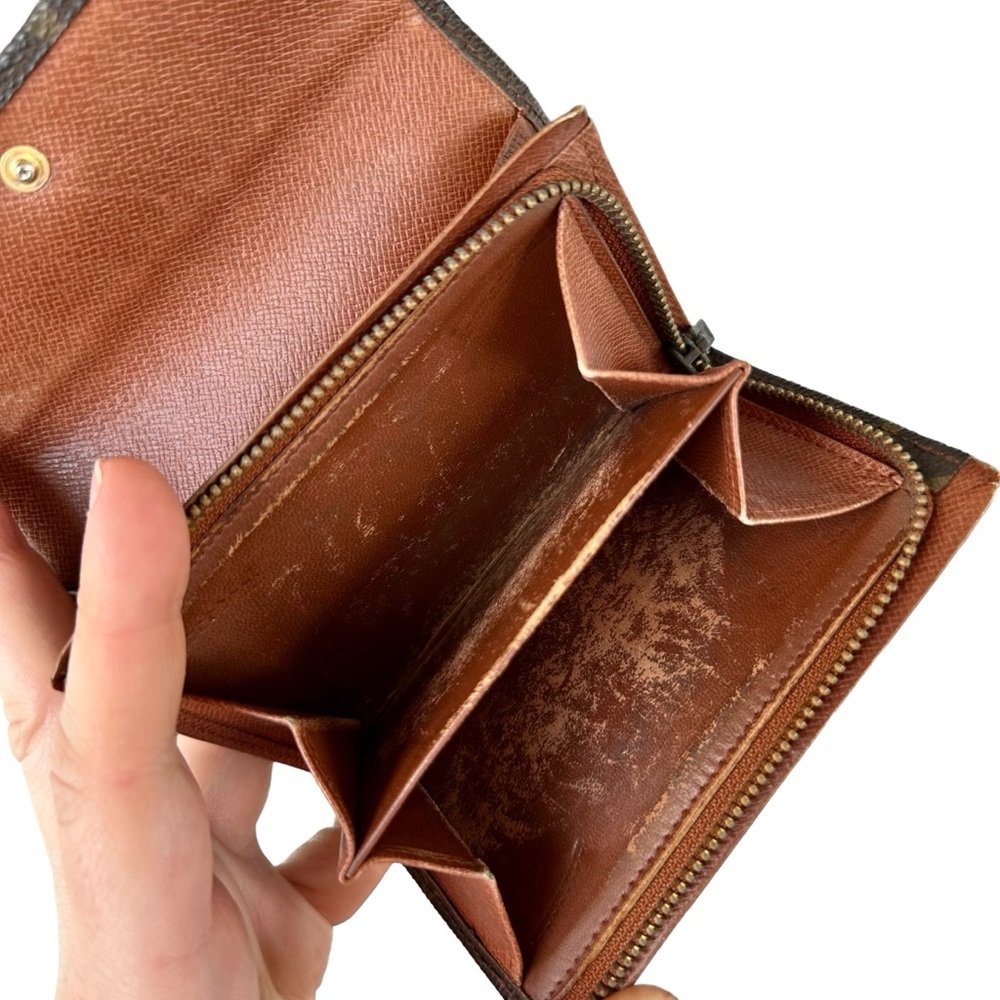 Authentic Louis Vuitton Vintage Monogram Leather & Gold Trim Tresor Wallet - Picture 11 of 12